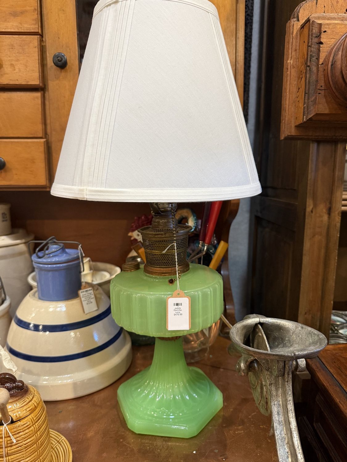 Jadeite Electrified Lamp Uranium Glass