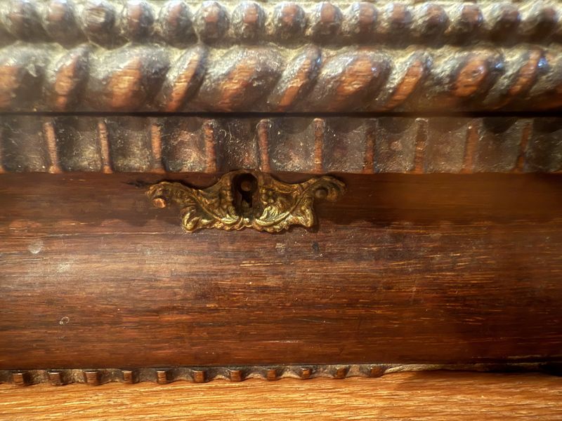 Victorian Carved Walnut Sewing Pin Cushion Box