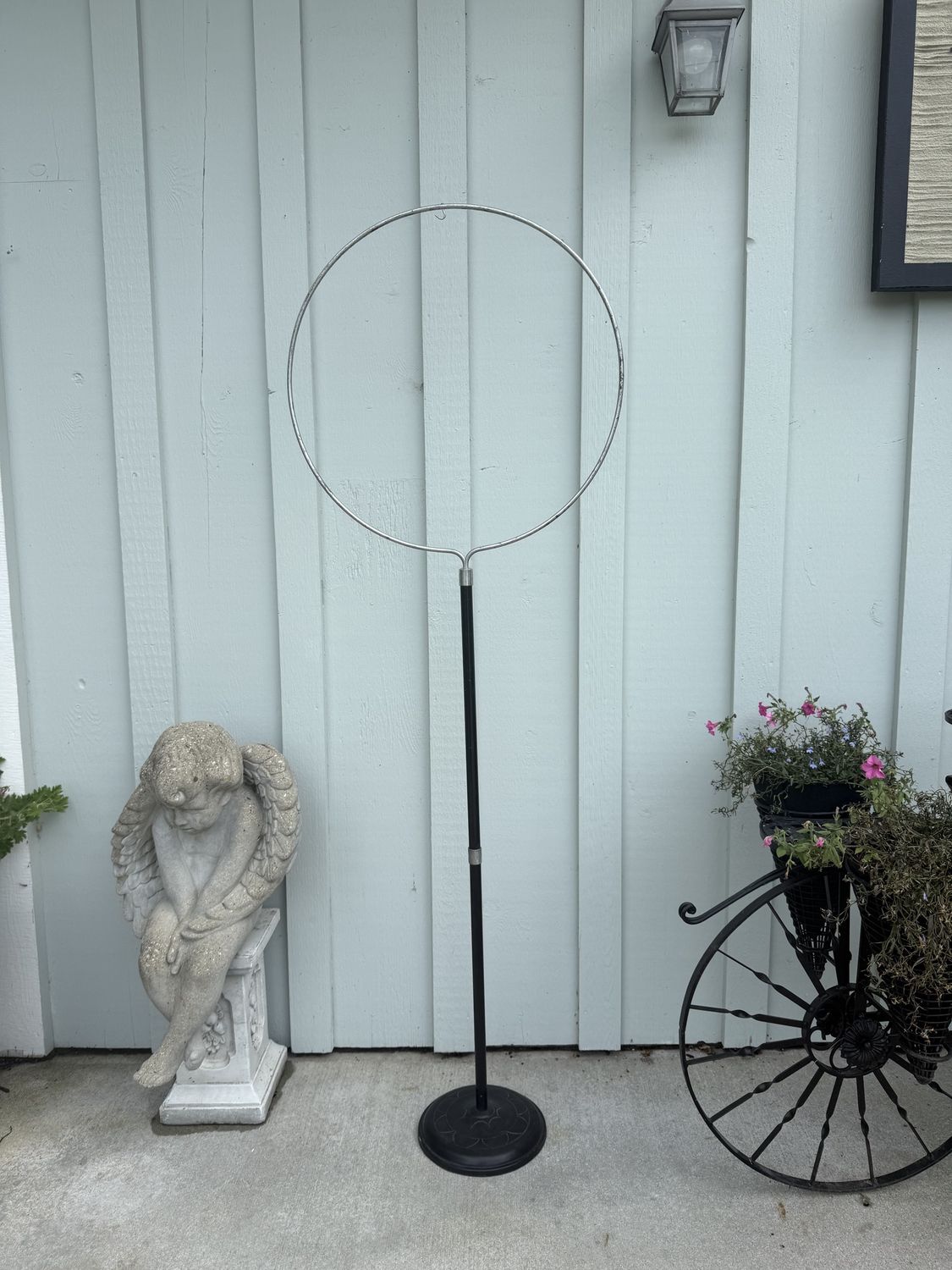 Art Deco Hendryx Bird Stand Circular Hoop No Cage