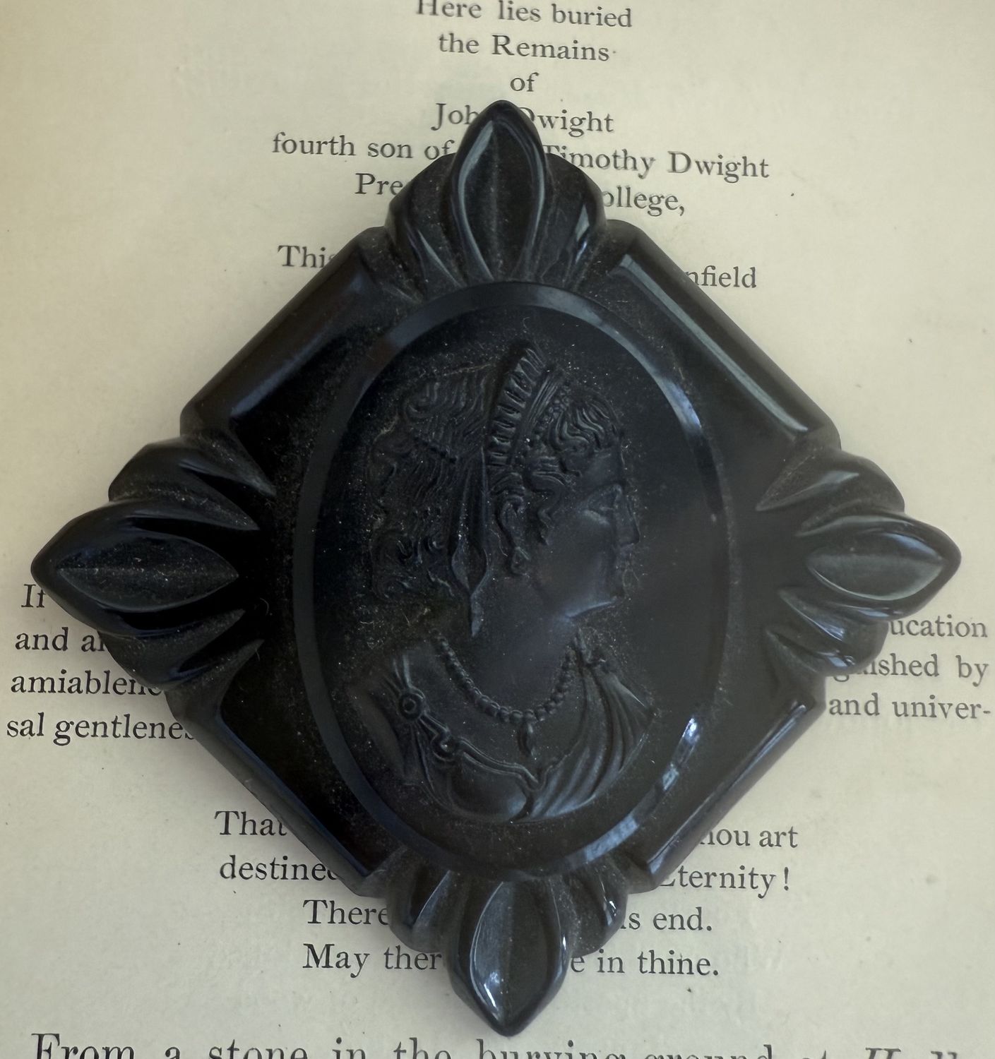 Early Bakelite Black Cameo Brooch