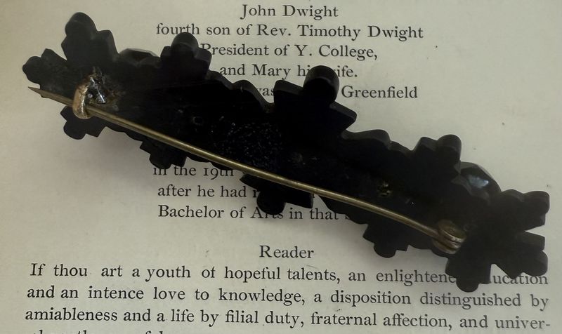 Bog Oak and Jet Mourning Black Victorian Brooch