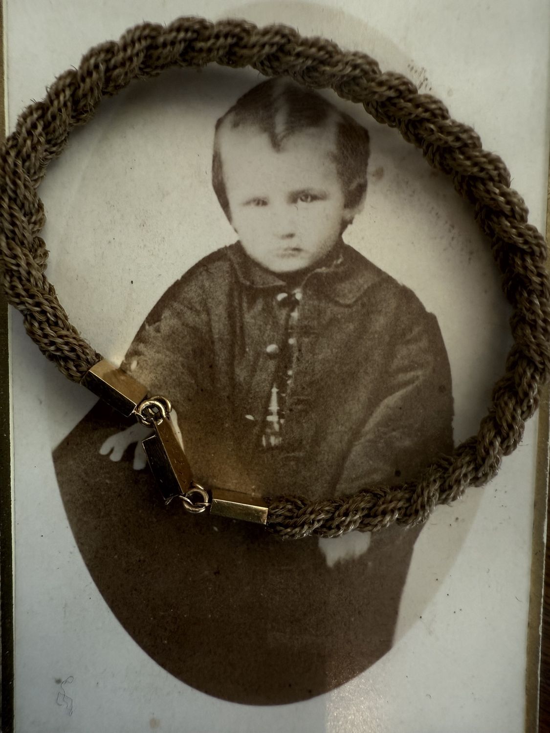 1838 Woven Hair Inscribed Gold Bracelet