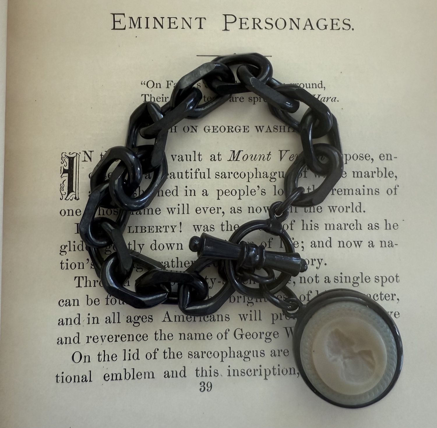 Vintage Reproduction Cameo Fob Mourning Bracelet