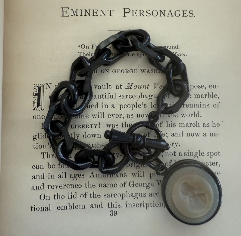Vintage Reproduction Cameo Fob Mourning Bracelet