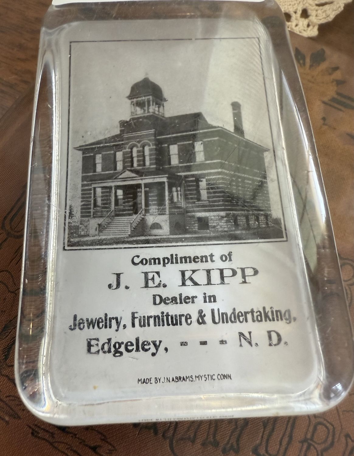 Victorian Advertising Paperweight Jewelry, Furniture, and Undertaking