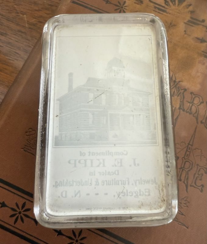 Victorian Advertising Paperweight Jewelry, Furniture, and Undertaking