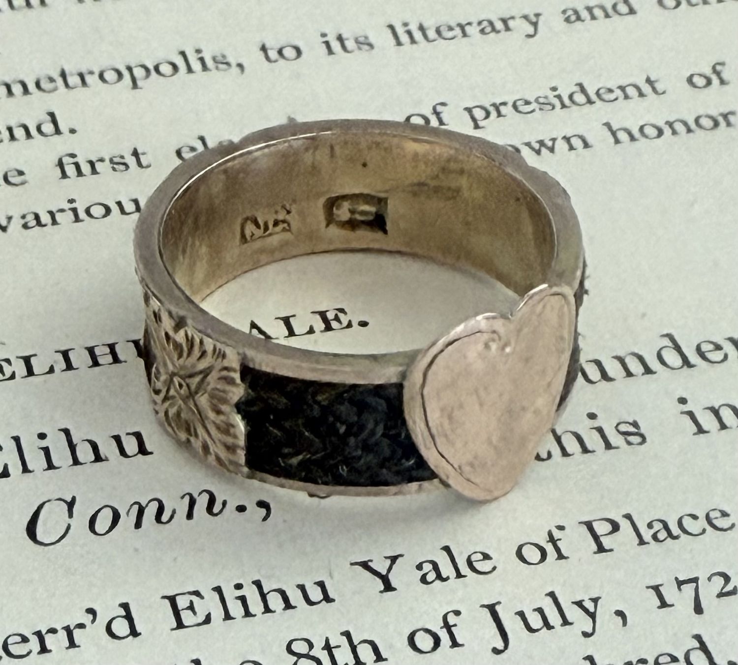 Victorian Gold and Woven Hair Ring w/Heart