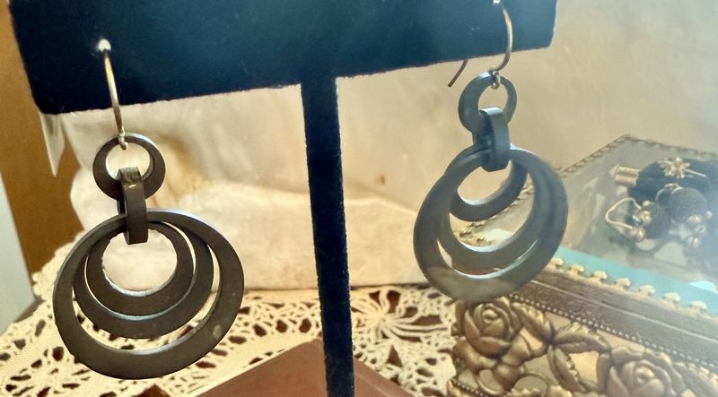 Victorian Dangle Horn Earring with Gold Wire Pierced