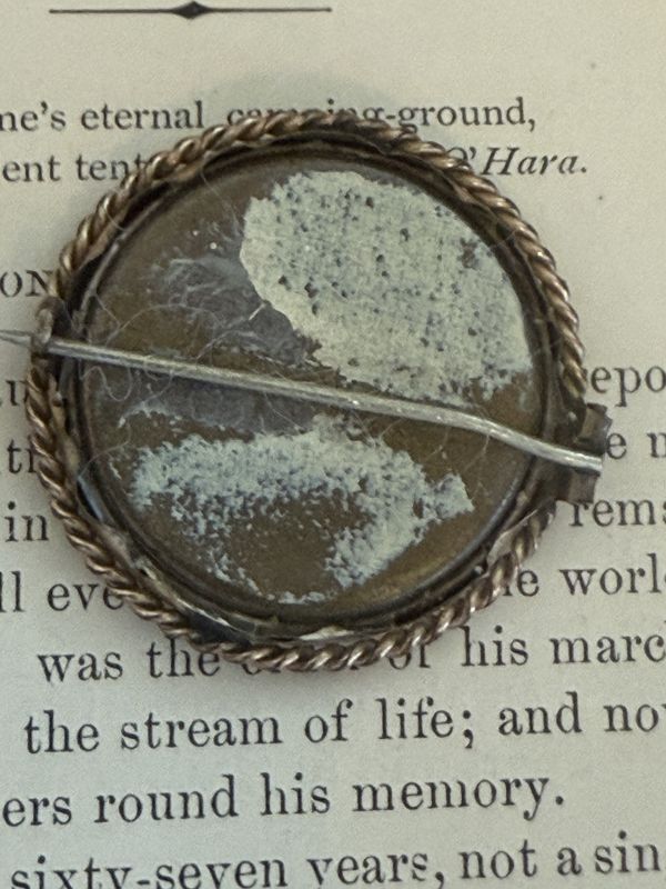 Victorian Portrait Brooch Woman in Round Bezel C Clasp
