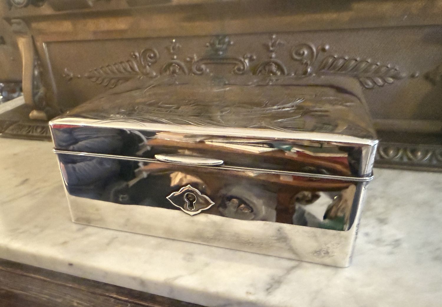 Japanese Sterling Jewelry Box 950 Over Teak