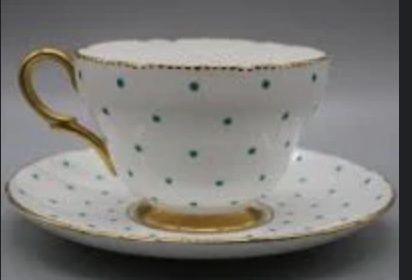 Fine Bone China Shelley Polka Dot Cup and Saucer Teal