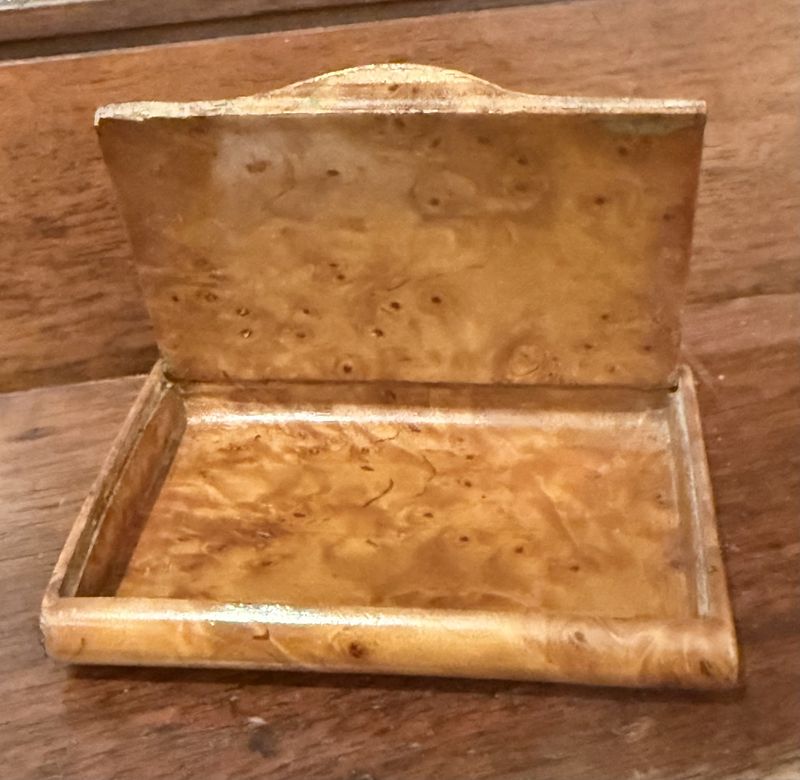 Antique Burled Wood Cigarette Hinged Box