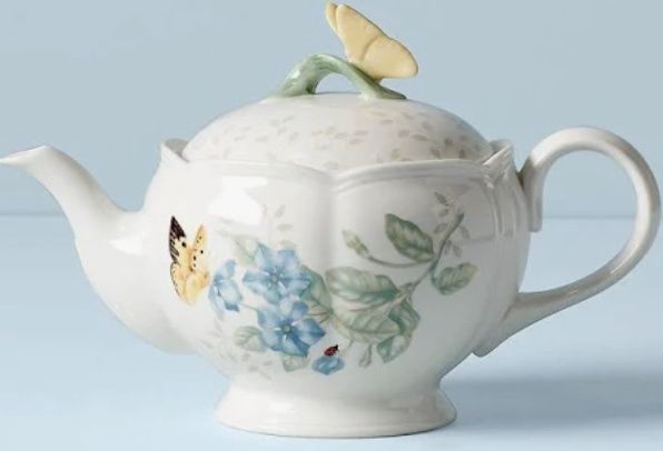 Lenox Butterfly Meadow Tea Pot Porcelain Butterfly Finial