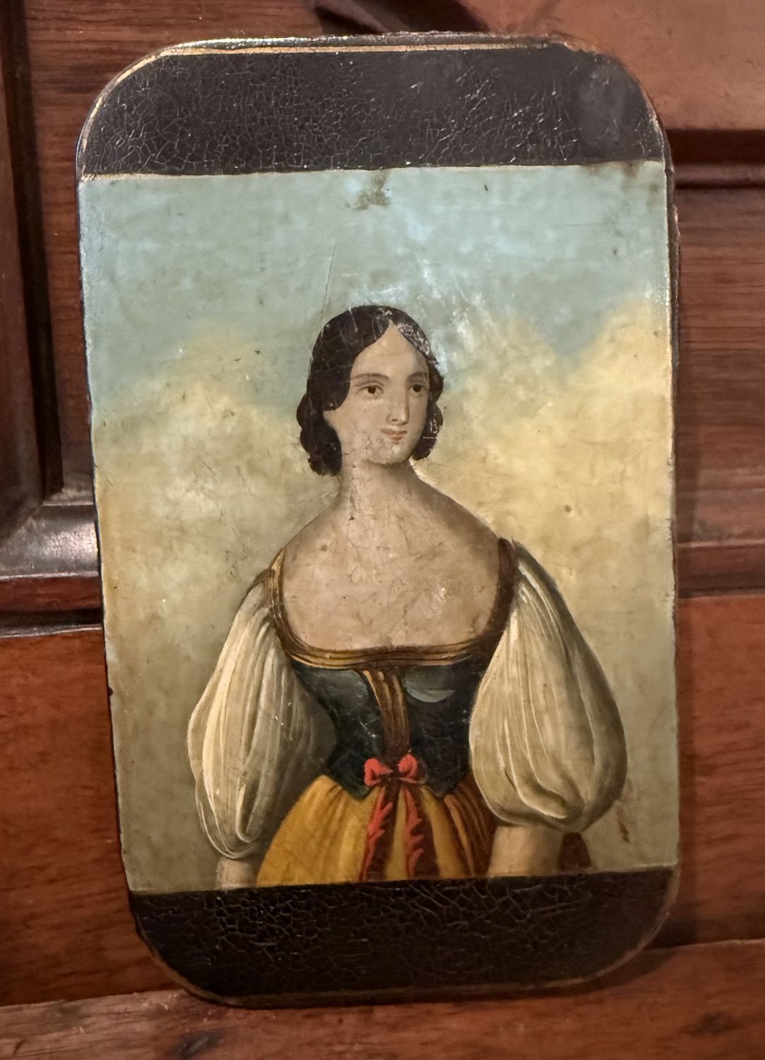 Hand Painted Georgian Portrait Calling Card Pouch