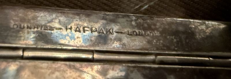 &quot;DUNHILL HAFPAK London&quot; SILVER PLATED CIGARETTE CASE Enameled Spring Case in Original Felt Pouch Circa 1930