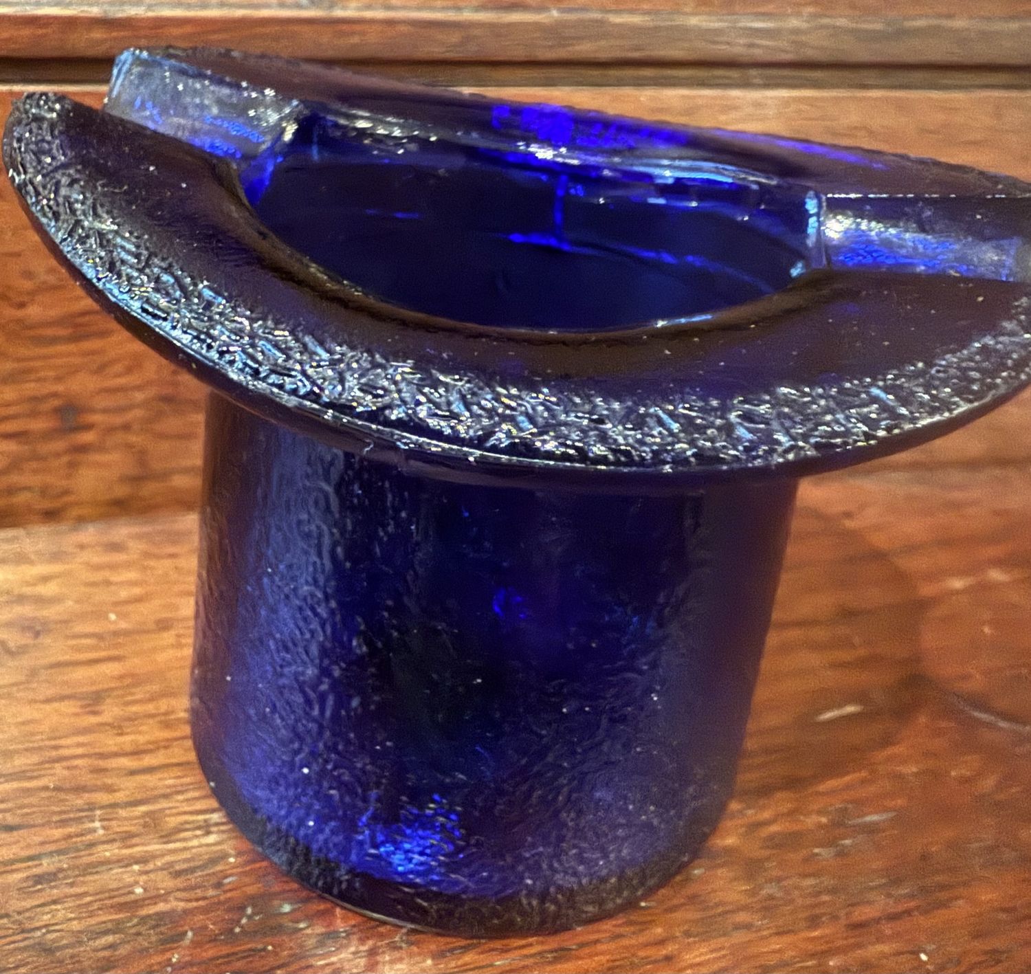 Lowell Hand Cream Advertising Cobalt Glass Top Hat Ashtray