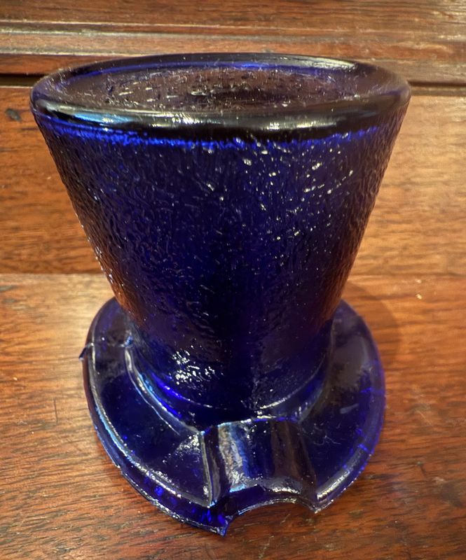Lowell Hand Cream Advertising Cobalt Glass Top Hat Ashtray