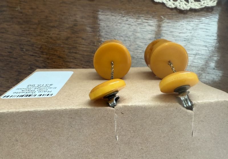 Rare Bakelite Clip Back Earrings-Show Stoppers