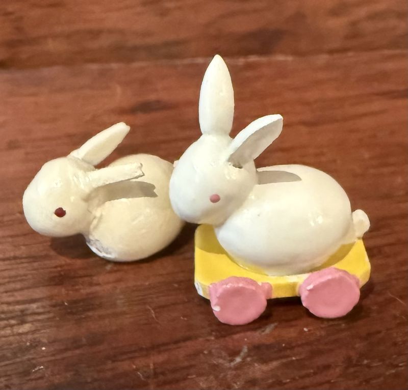 Pair of Tiny German Wood Bunnies Rabbits