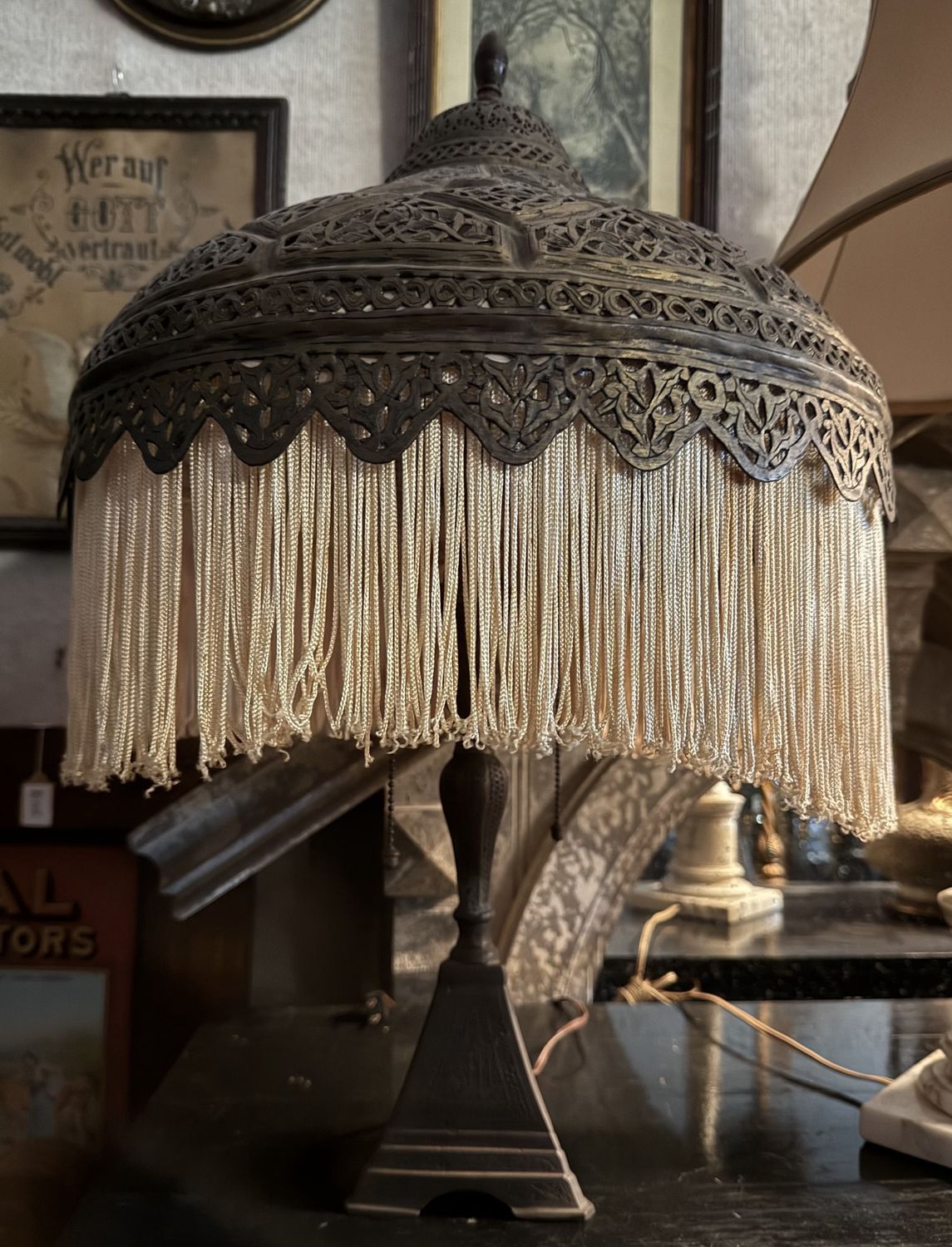 Casablanca Style Moroccan Punched Brass Lamp