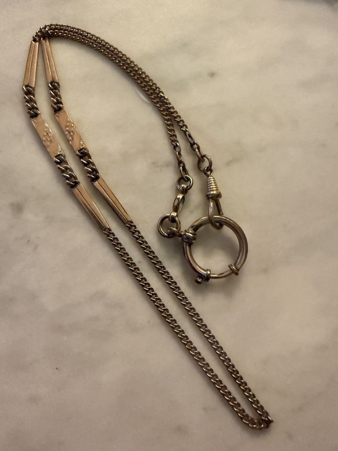 Fancy Watch Chain with Large Bolt Ring Nice Necklace Length