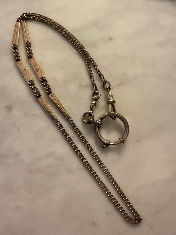 Fancy Watch Chain with Large Bolt Ring Nice Necklace Length