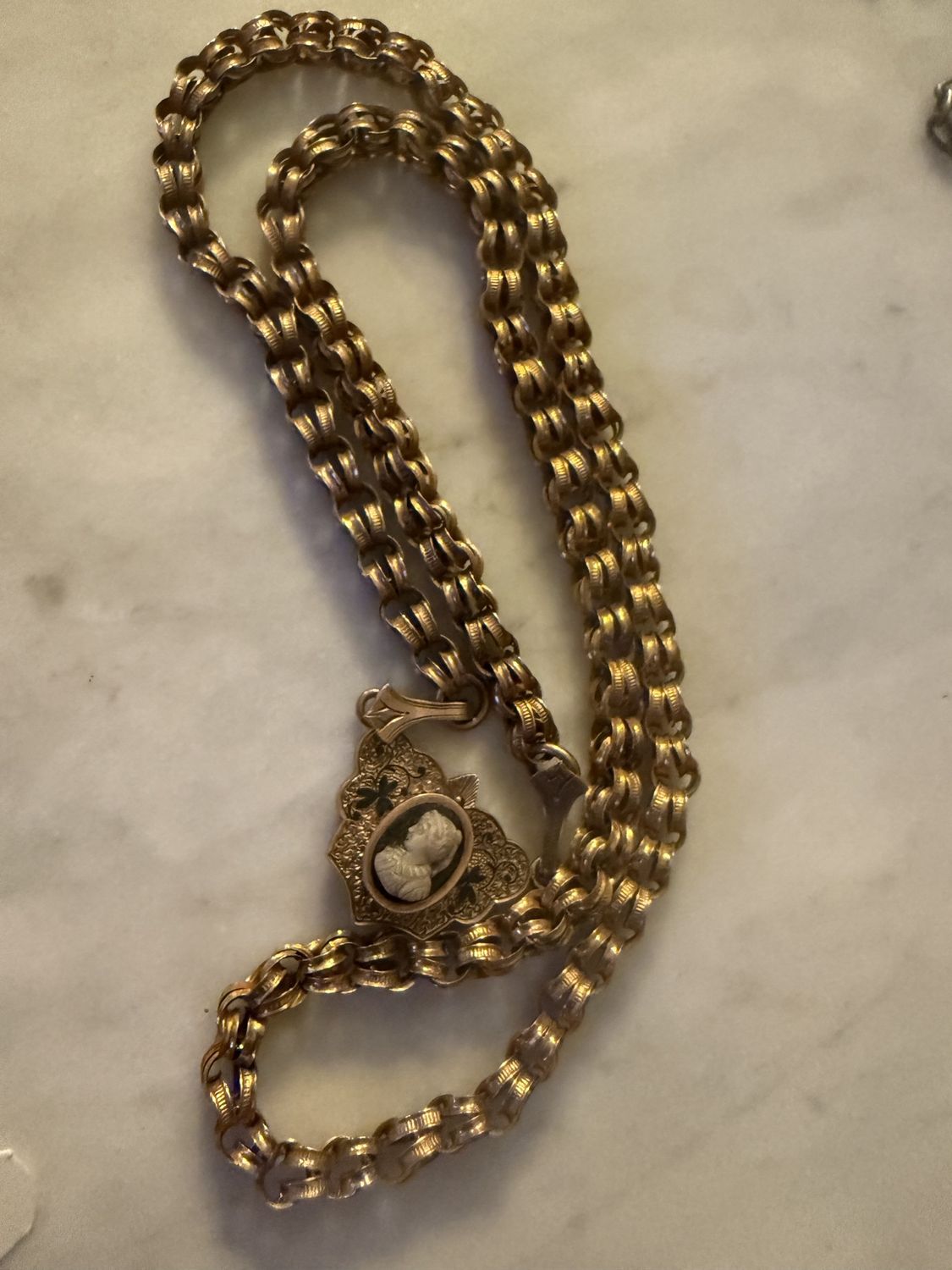 Victorian Cameo Necklace with Watch Hook