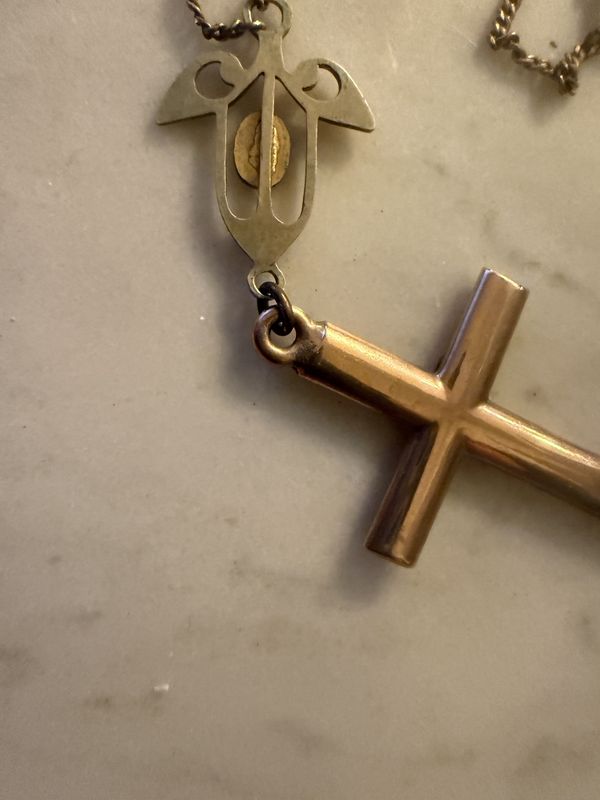 Antique Gold Filled Necklace and Cross Pendant