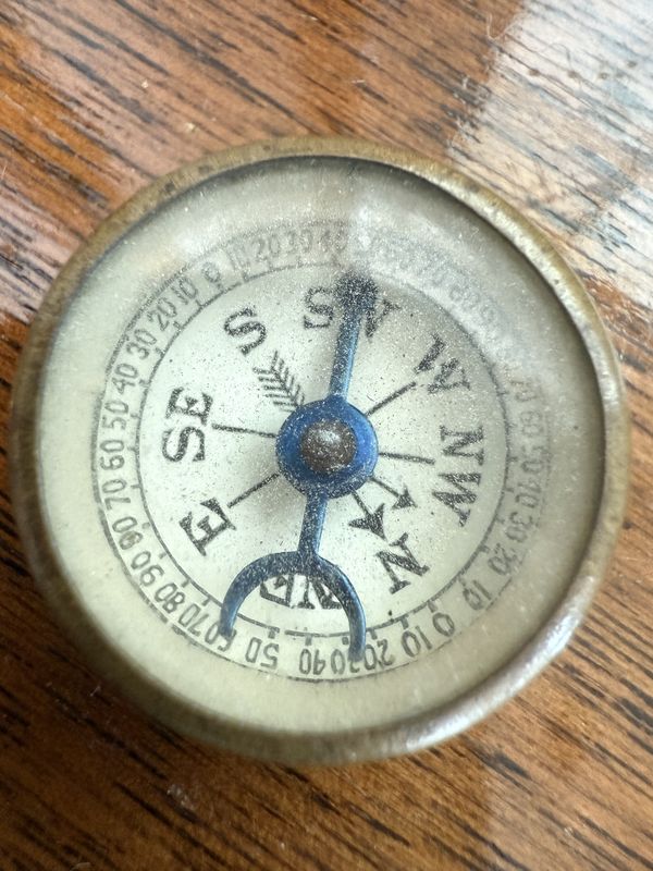 Antique Brass Advertising Compass Dr. Scott&#39;s Electric Brush