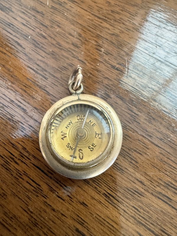 Antique Bloodstone and Compass Fob Pendant Round