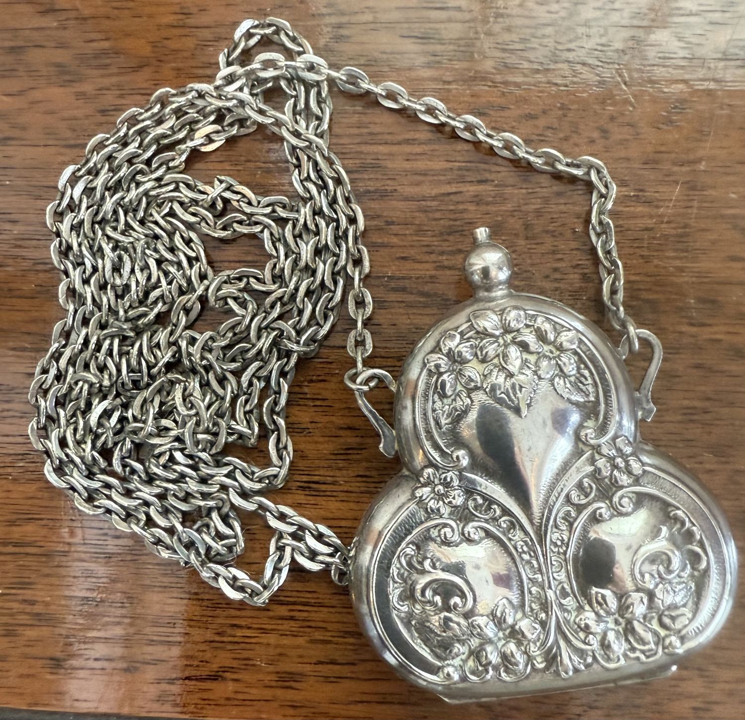 Victorian German Silver Repousse&#39; Opera Length Chatelain Coin Purse