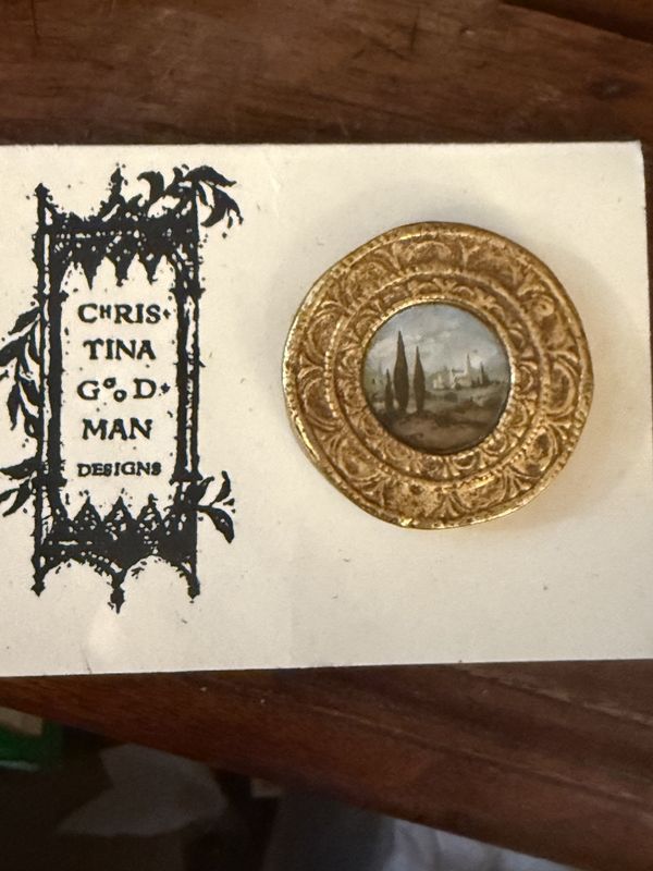 Original Miniature Oil Painting Brooch Christina Goodman
