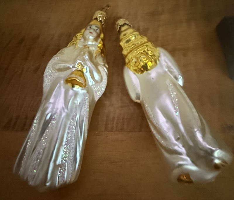 Angel Christmas Ornament Horn Player Glass West Germany