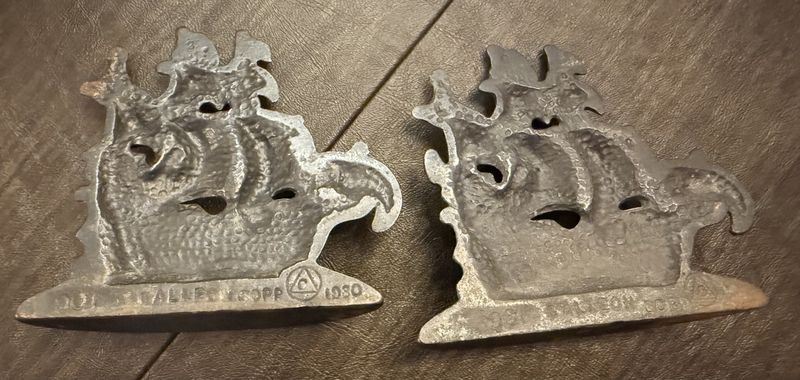1930 Bronze Galleon Bookends