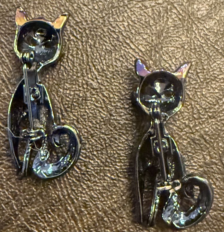 Vintage Mid Century Enamel Iridescent Siamese Scatter Pin Brooches Set of 2