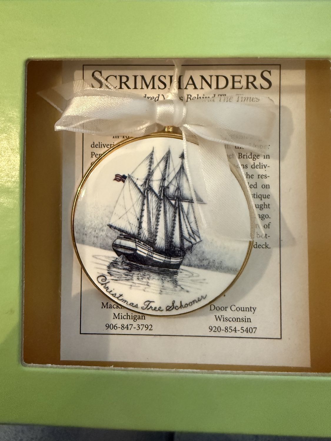 Scrimshanders Christmas Tree Schooner Christmas Ornament New in Box
