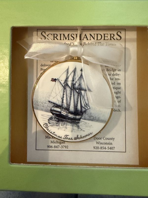 Scrimshanders Christmas Tree Schooner Christmas Ornament New in Box