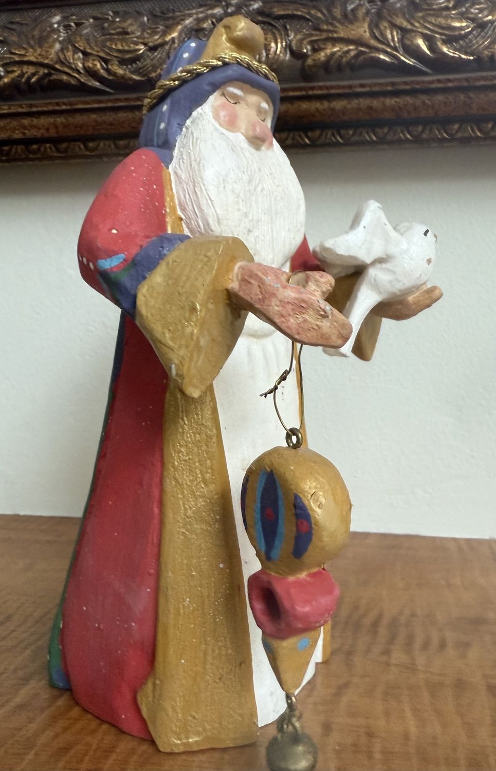 1995 Vintage House of Hatten Christmas Hand Painted Wiseman Figure with Dove and Ornament