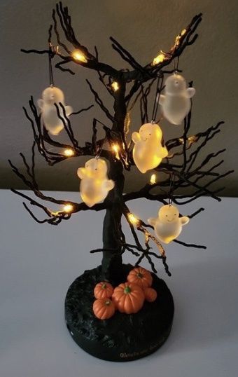 Halloween Hallmark Light-up Tree with Ghost Ornaments in Original Box