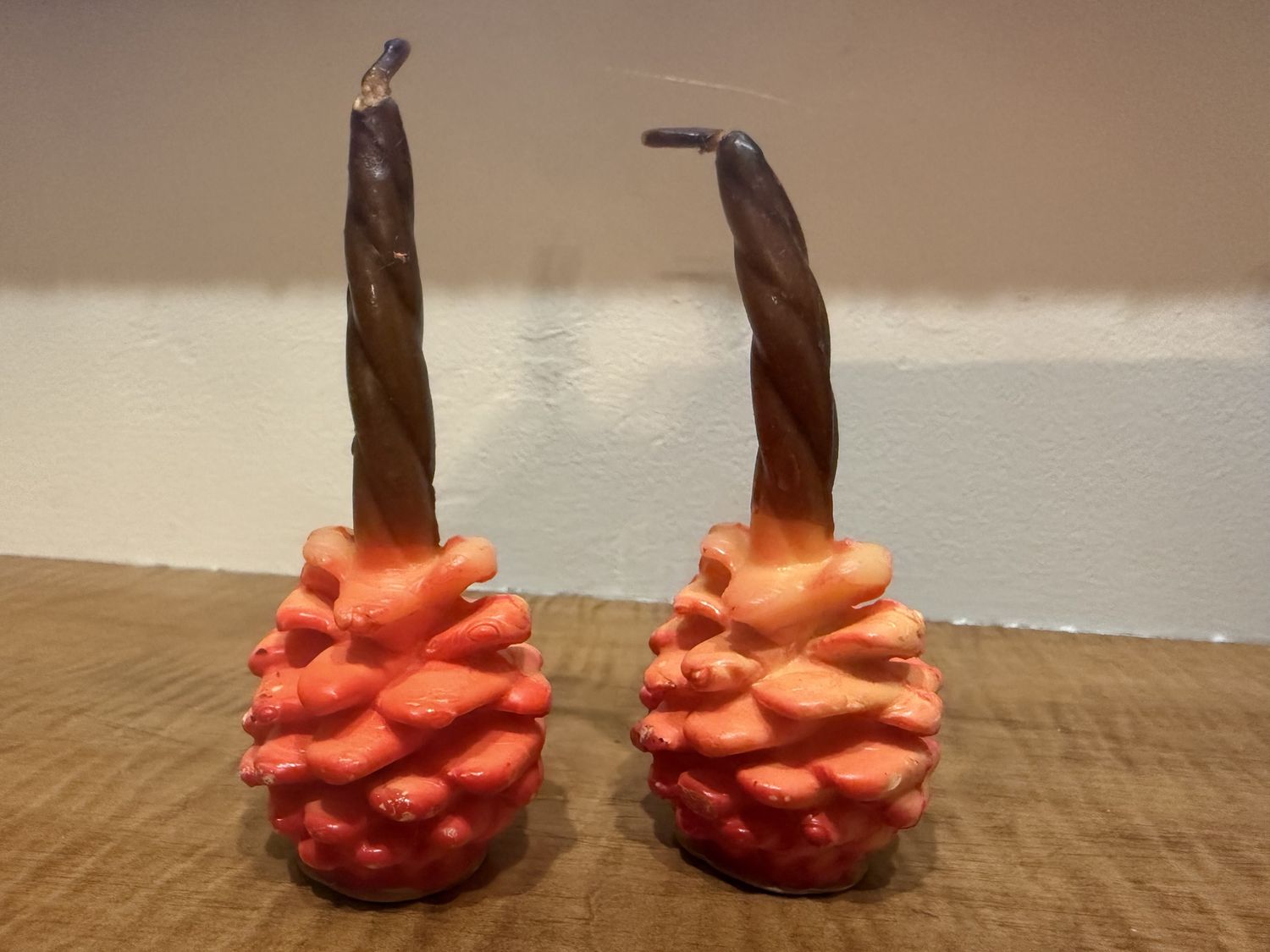 Pair of Vintage Gurley Pinecone Candles