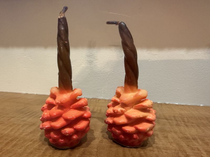 Pair of Vintage Gurley Pinecone Candles