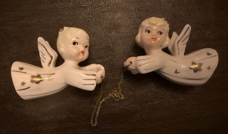 Mid-Century Christmas Angel Candle Wax Catchers Japan