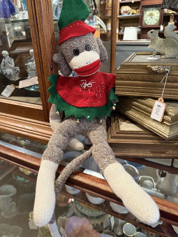 Sock Monkey Christmas Elf Handmade