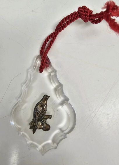 Reed &amp; Barton 12 Days of Christmas Ornament Crystal and Sterling Partridge in a Pear Tree New Old Stock