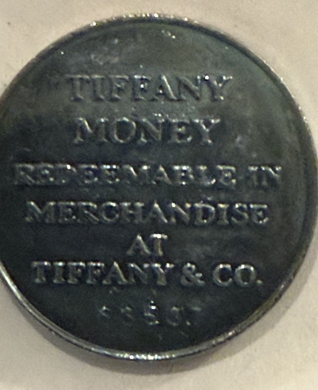 Authentic TIFFANY &amp; CO. Money Sterling Silver $25 Shiny and Mint Serial #68507