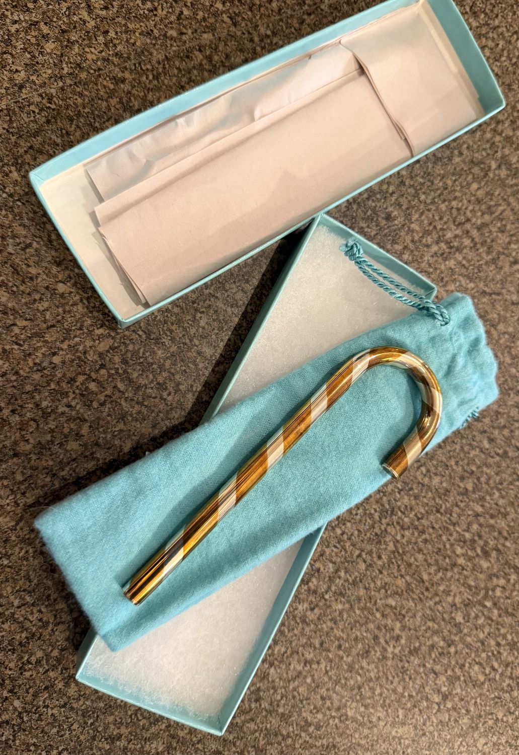 Tiffany &amp; Co. Sterling Candy Cane Christmas Ornament in Original Packaging