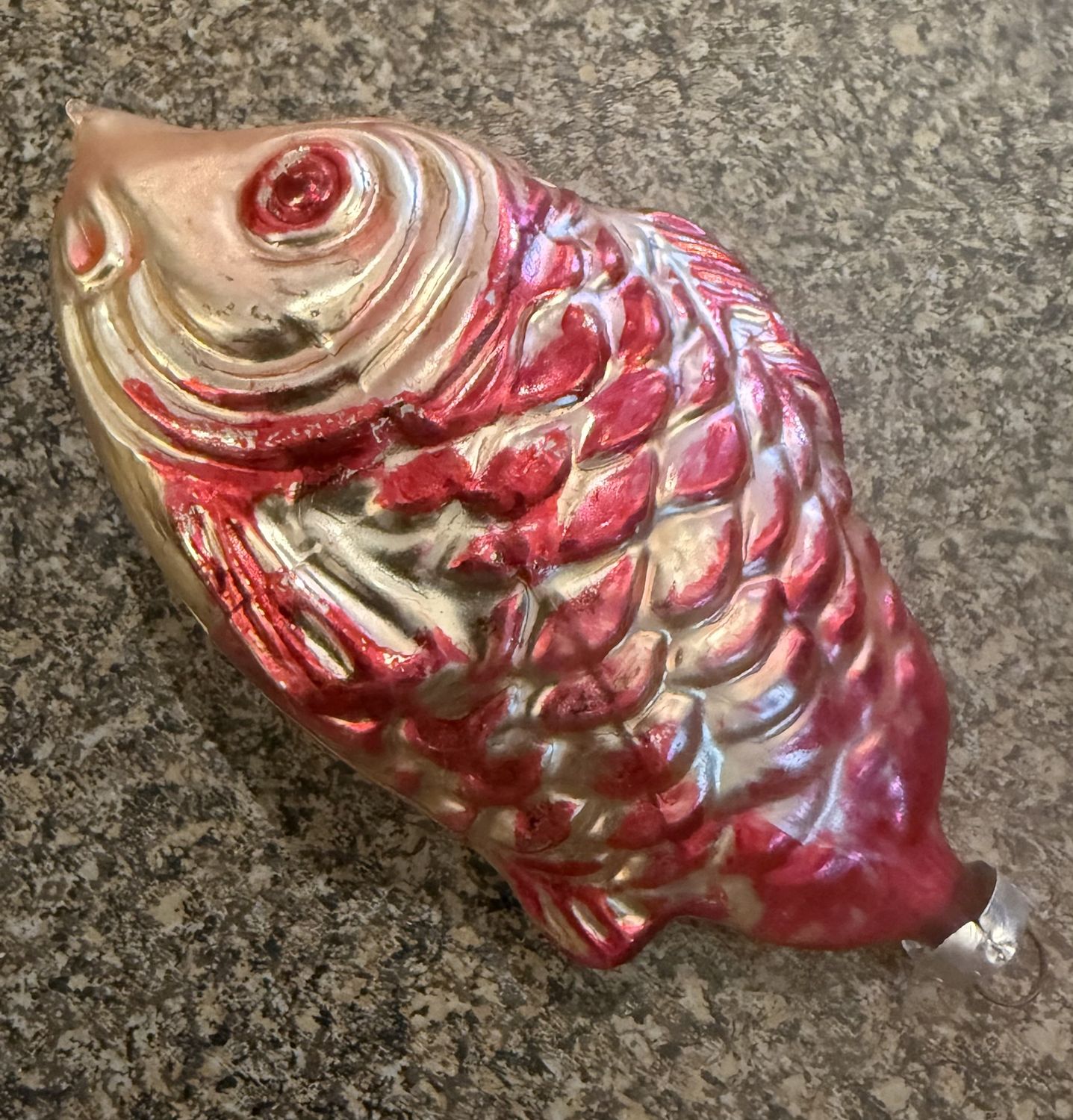 West German Blown Glass Pink Fish Christmas Ornament