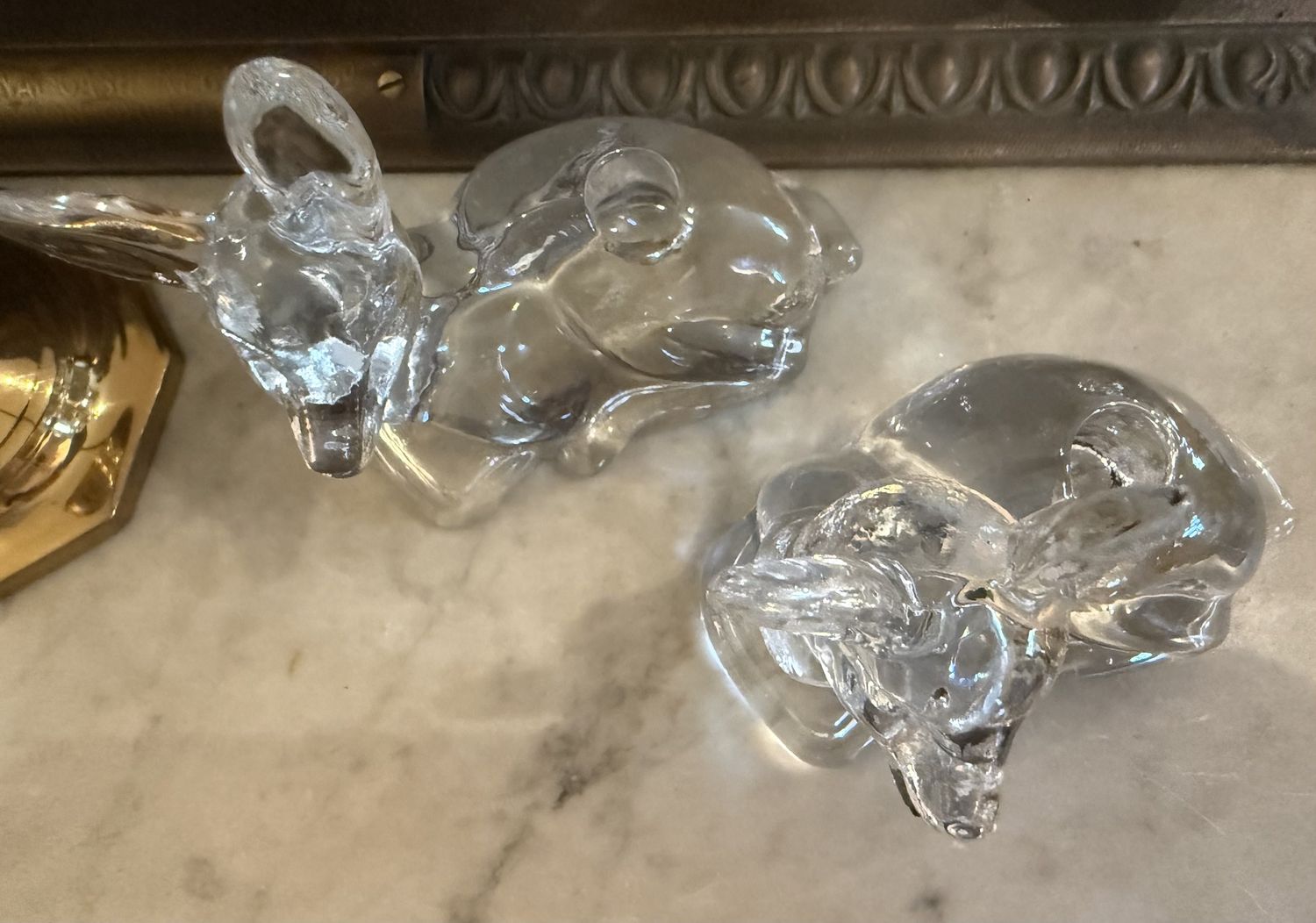 Pair Vintage Glass Deer Candle Holders