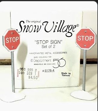 Dept. 56 Snow Village Miniature Stop Signs