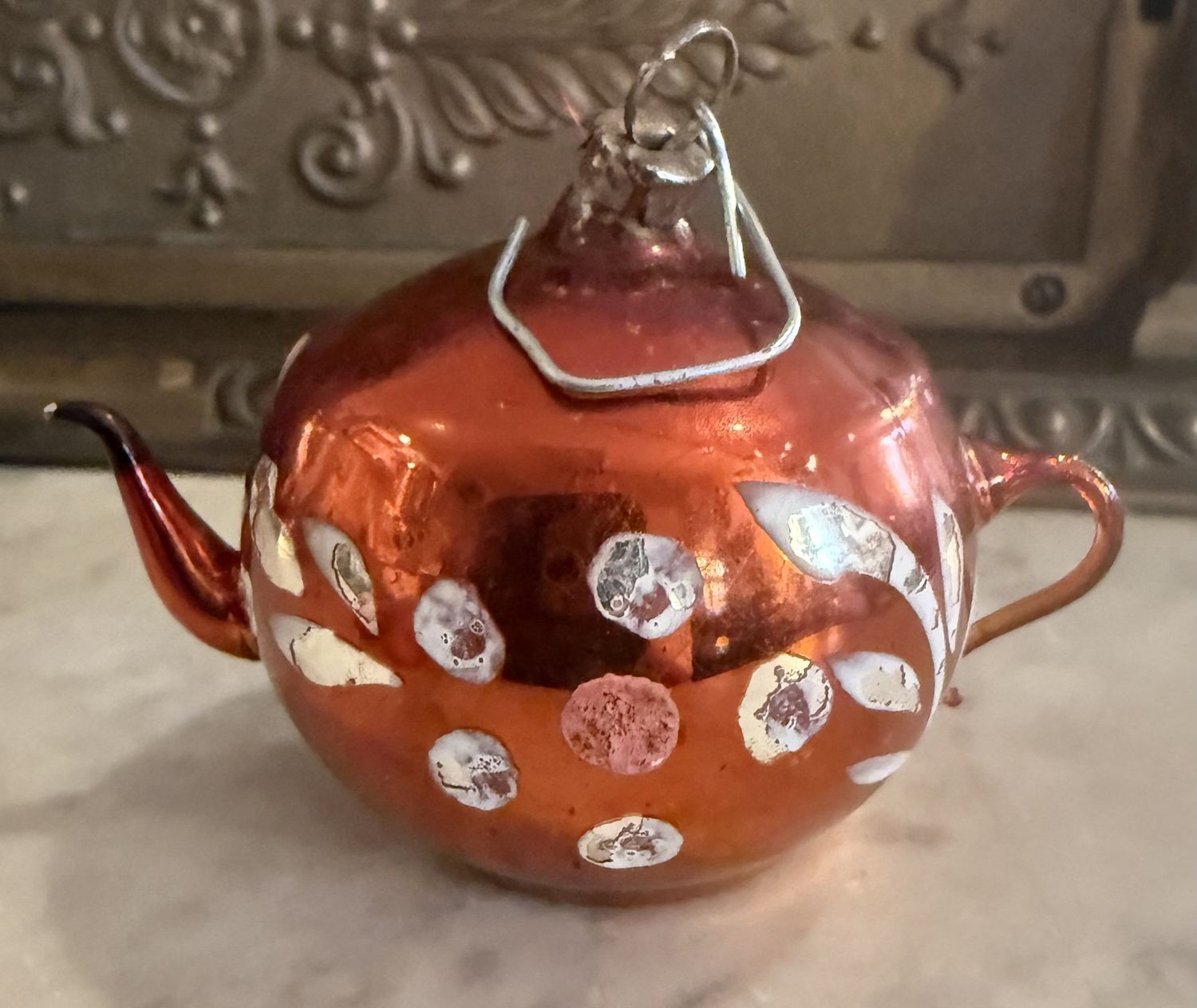 Antique Hand Blown Red Tea Pot Christmas ornament